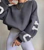 OEM Customized Logo Wholesale Fall Women Clothing Casual Long Sleeve Letter Printed Basic Pullover Sweatshirts