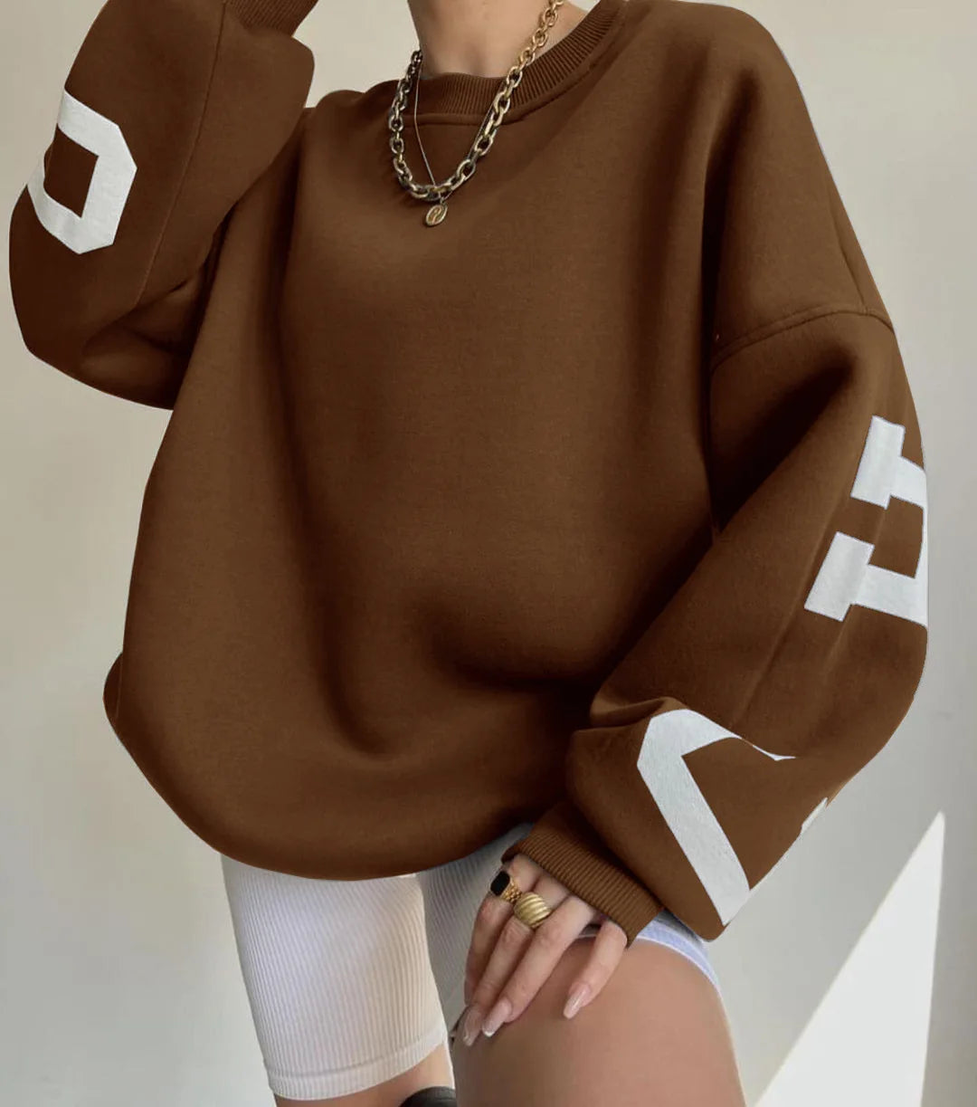 OEM Customized Logo Wholesale Fall Women Clothing Casual Long Sleeve Letter Printed Basic Pullover Sweatshirts