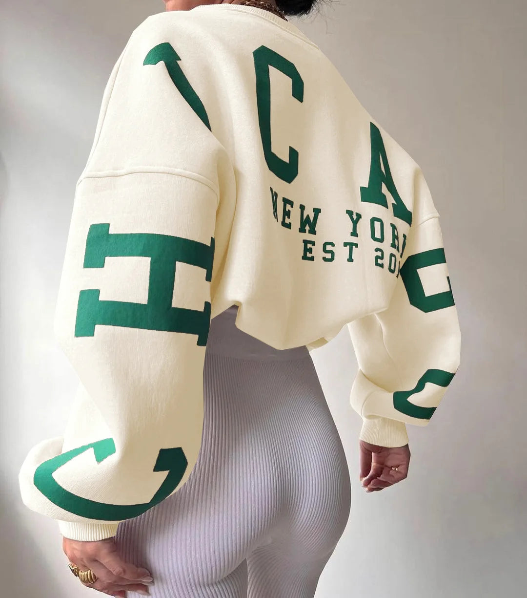 OEM Customized Logo Wholesale Fall Women Clothing Casual Long Sleeve Letter Printed Basic Pullover Sweatshirts