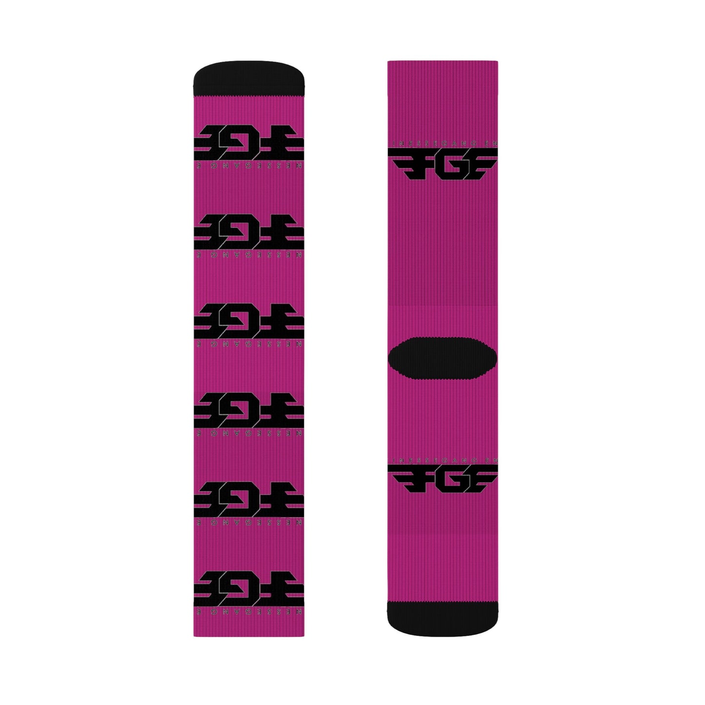FGE Magenta Logo Sublimation Socks - Bold Branded Crew Socks
