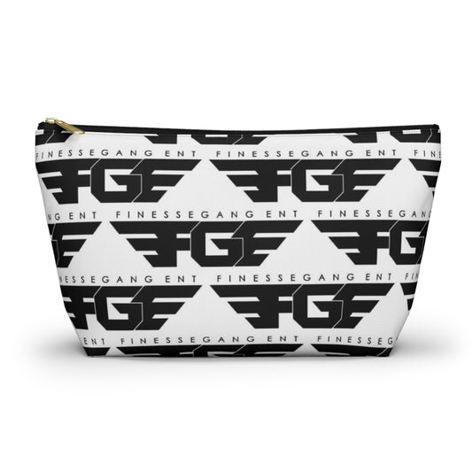 Stylish FGE Accessory Pouch - FinesseGang Design, Makeup Bag, Toiletry Bag, Travel Organizer, Gift for Trendsetters, Black and White Style