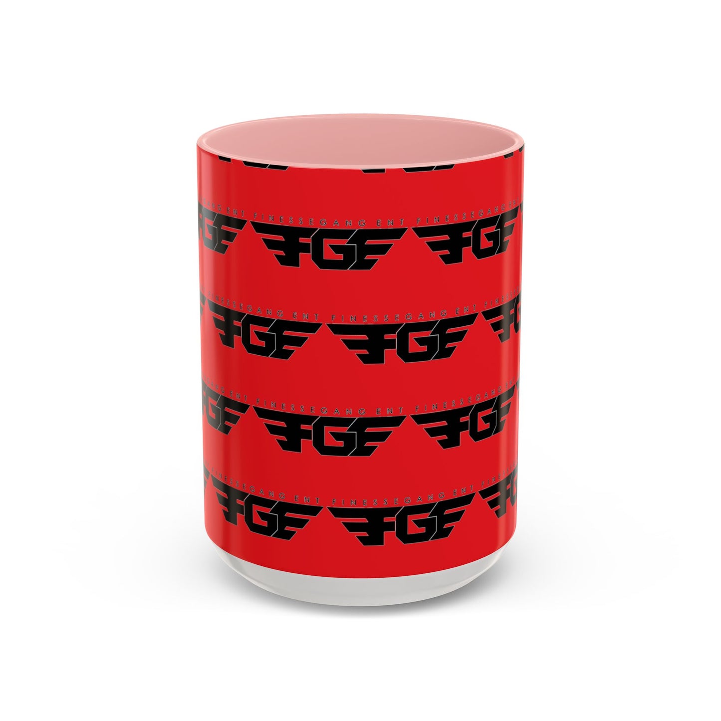 FGE Accent Coffee Mug — Bold Red & Black FGF Logo Pattern (11/15oz)