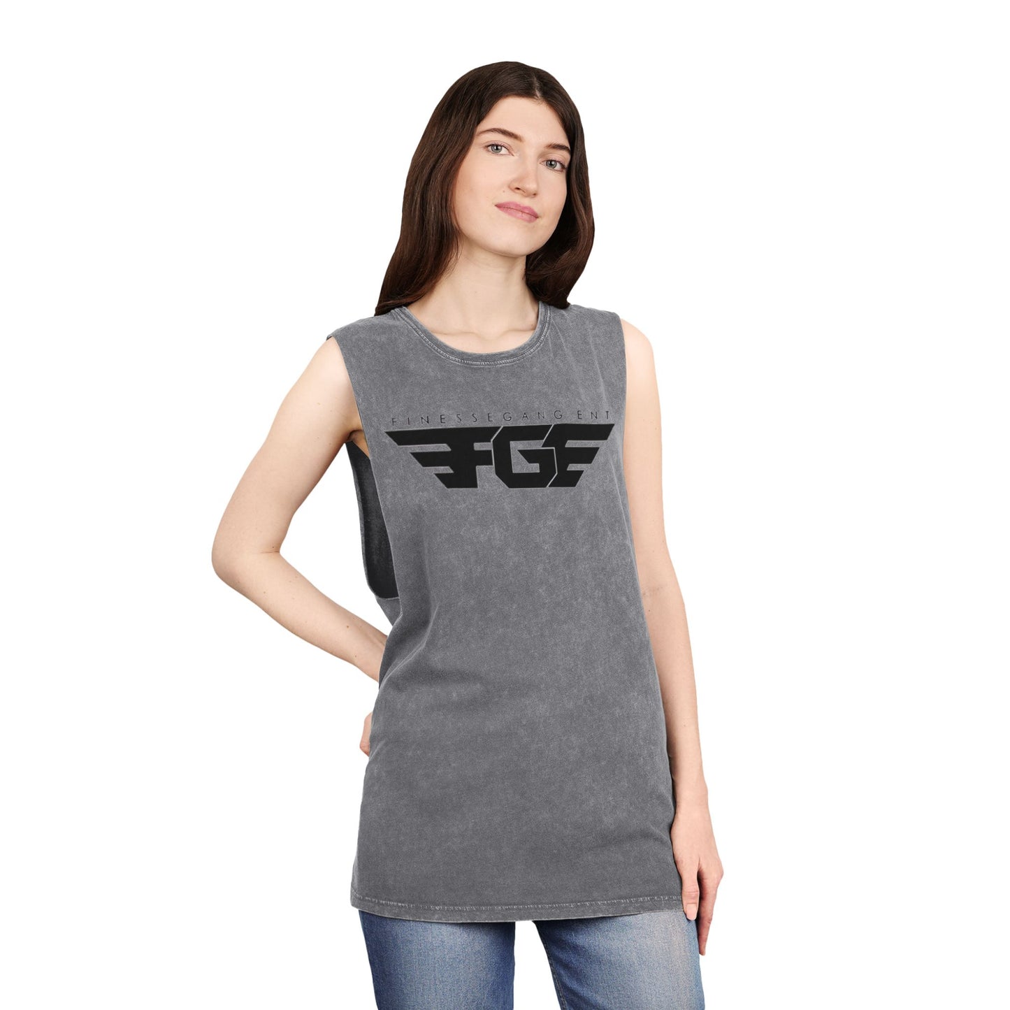 FGE Unisex Stonewash Graphic Tank Top - Retro Vintage Style