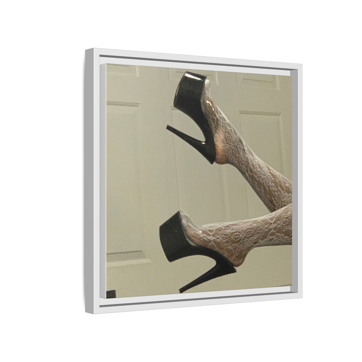 TORRIRAINN Framed Canvas Art - Lace Stockings with Platform Heels