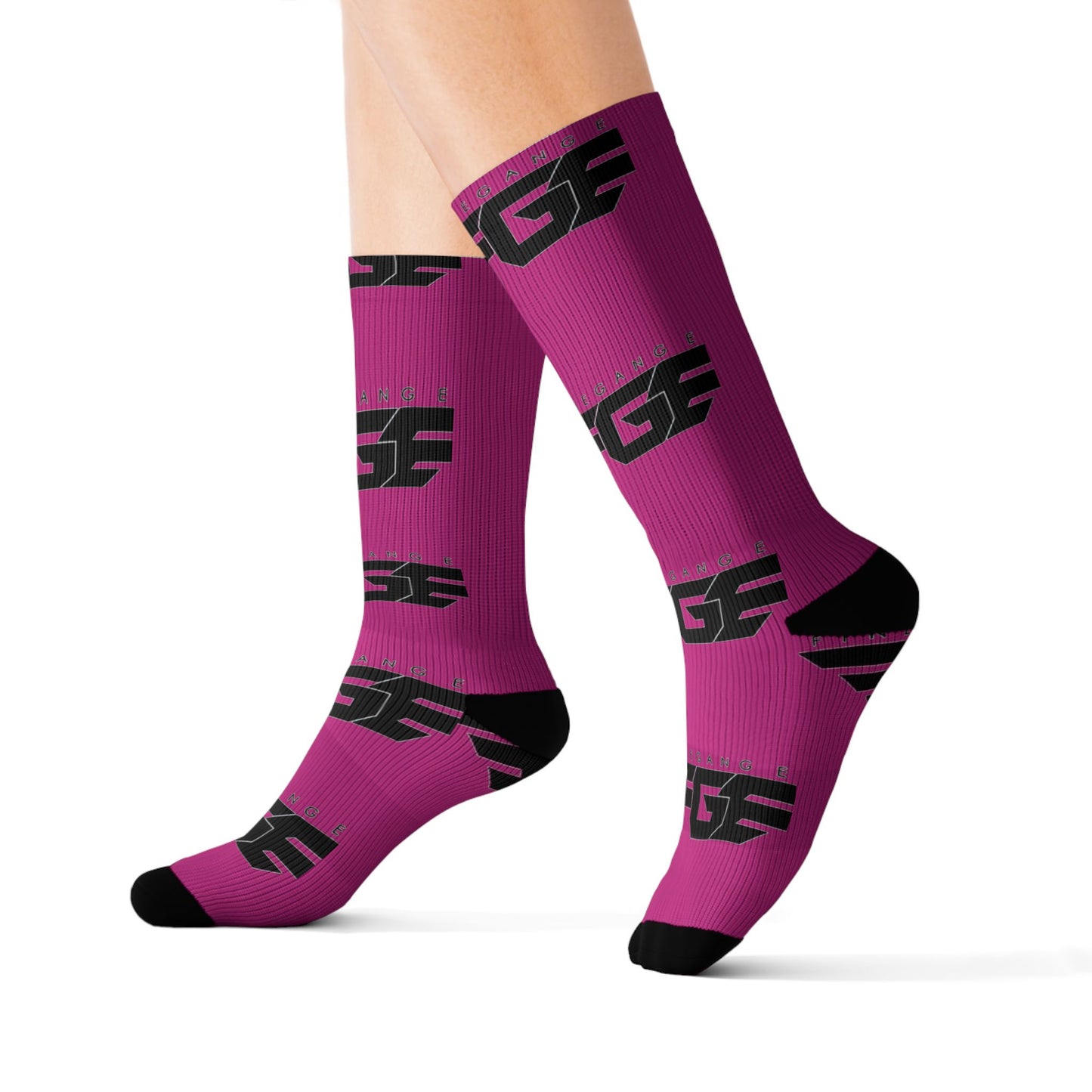 FGE Magenta Logo Sublimation Socks - Bold Branded Crew Socks