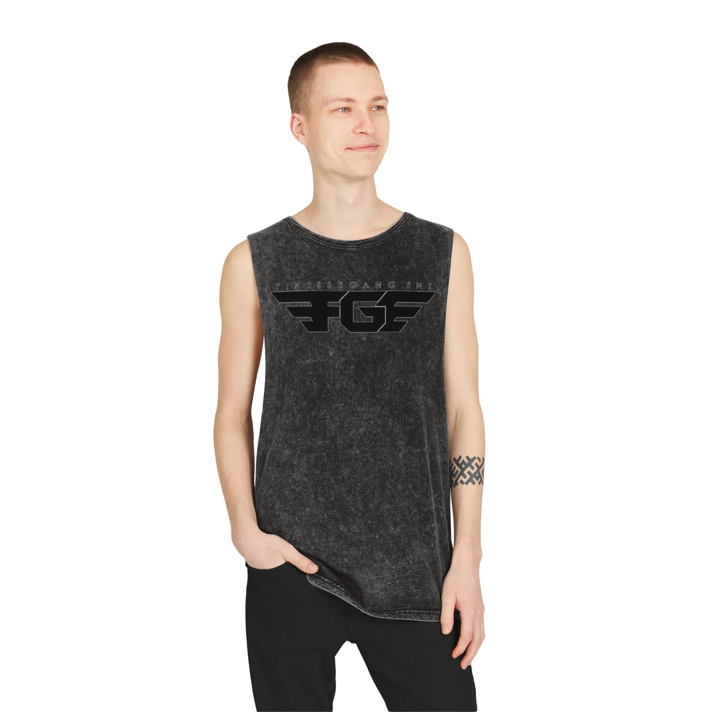 FGE Unisex Stonewash Graphic Tank Top - Retro Vintage Style