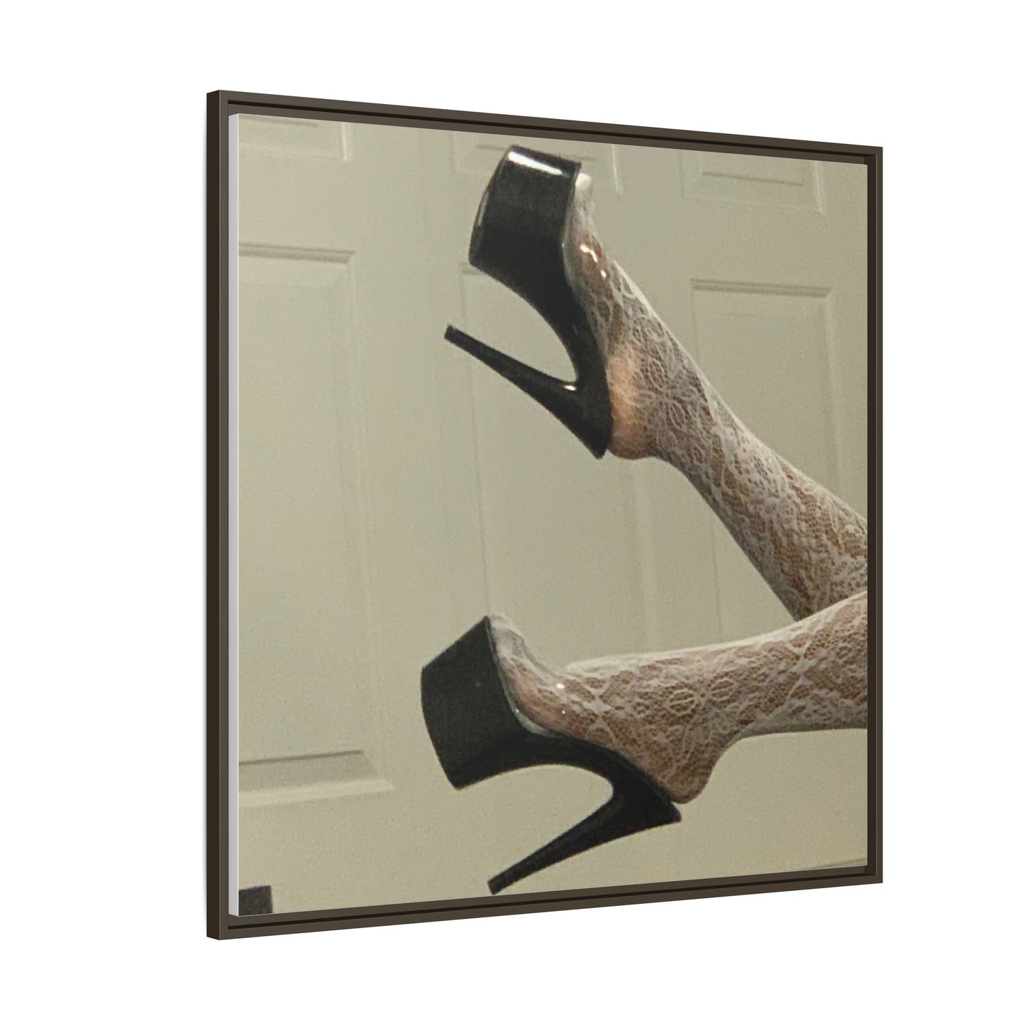 TORRIRAINN Framed Canvas Art - Lace Stockings with Platform Heels