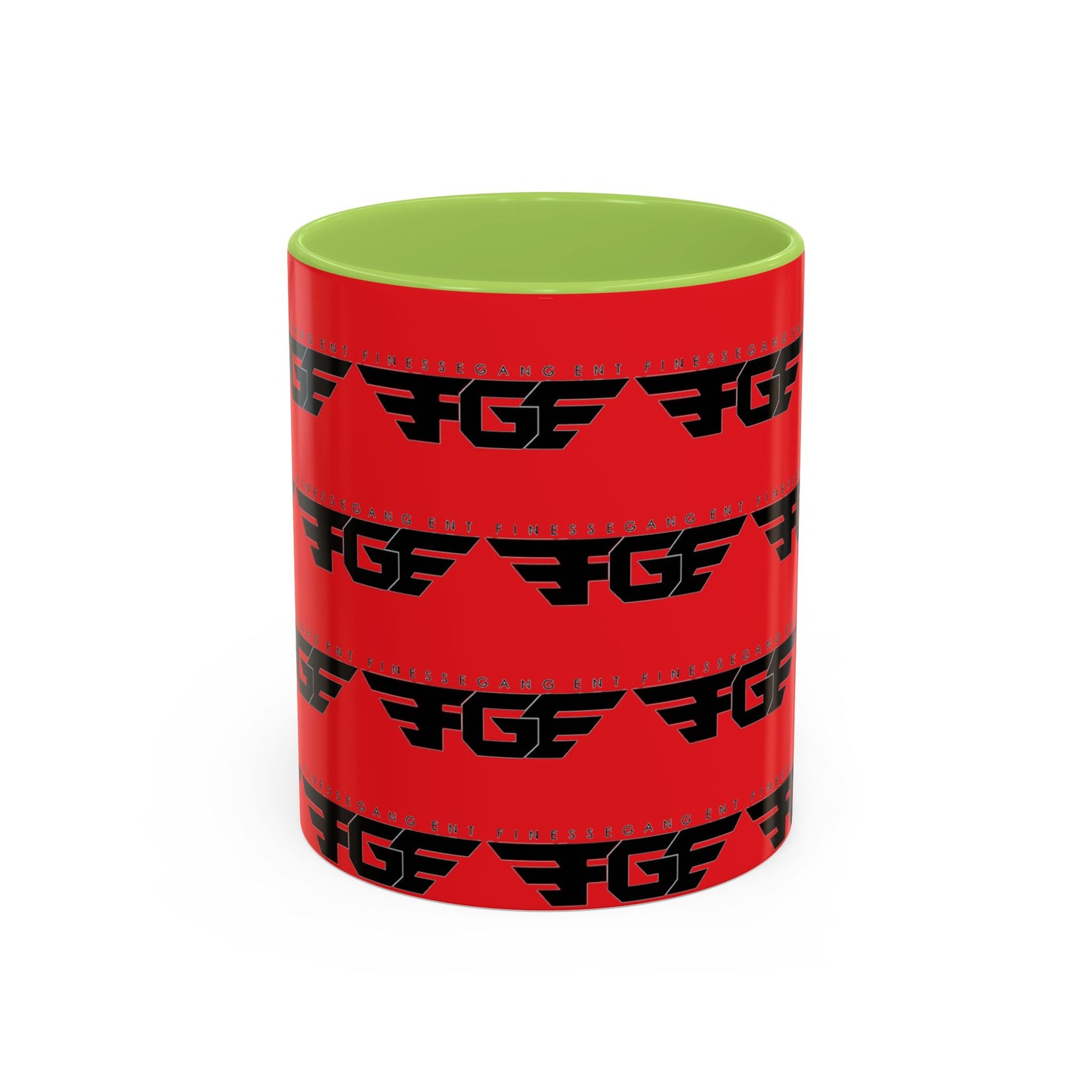 FGE Accent Coffee Mug — Bold Red & Black FGF Logo Pattern (11/15oz)