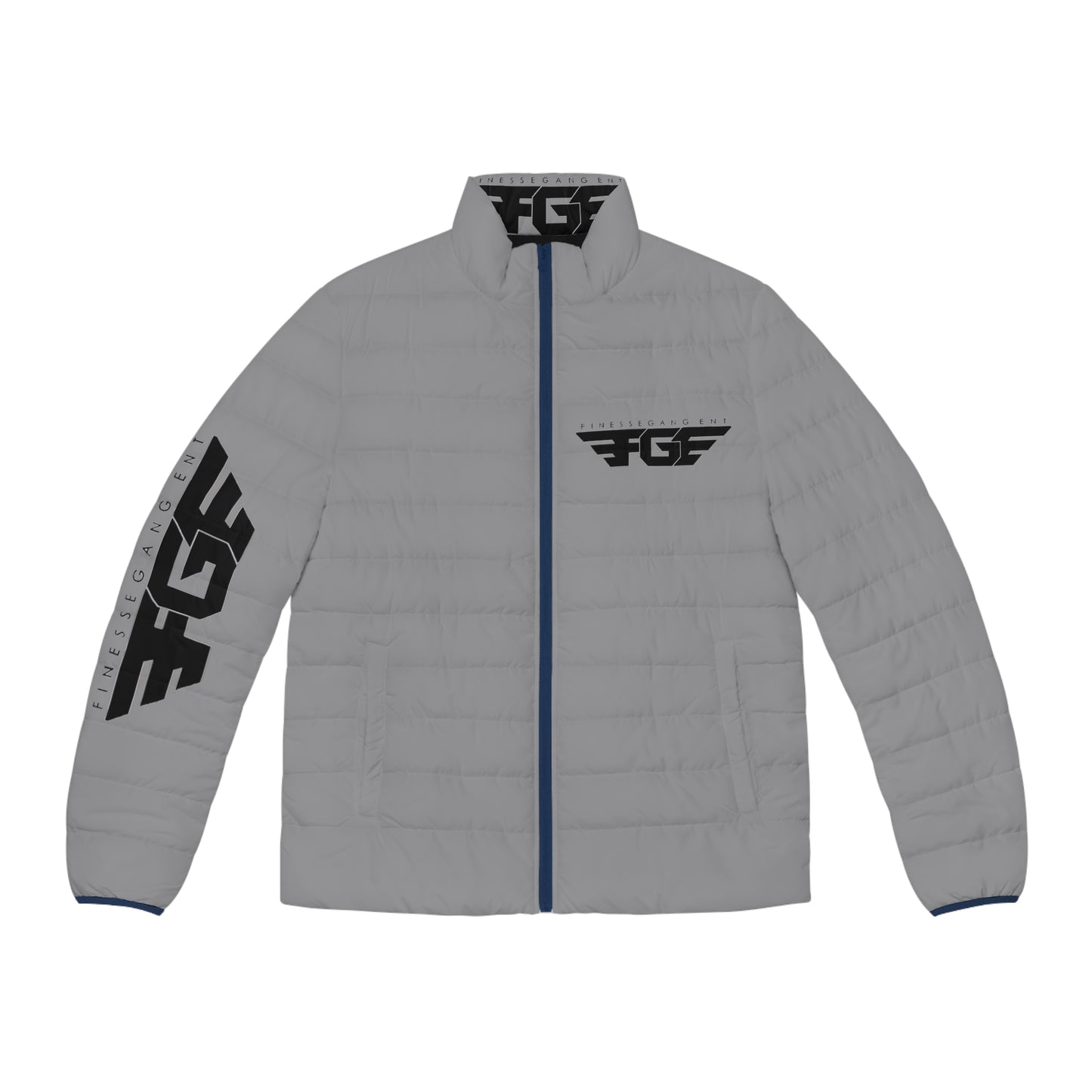 FGE BLACK Puffer Jacket — FGF Logo Streetwear Quilted Coat