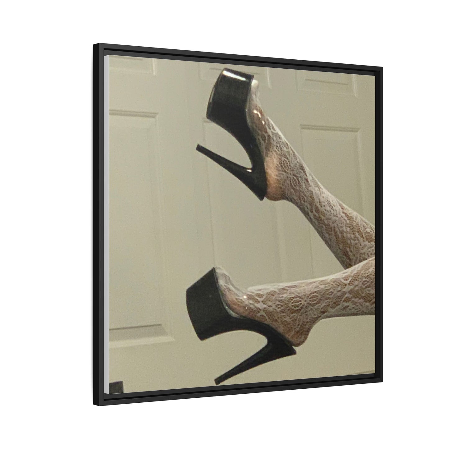 TORRIRAINN Framed Canvas Art - Lace Stockings with Platform Heels