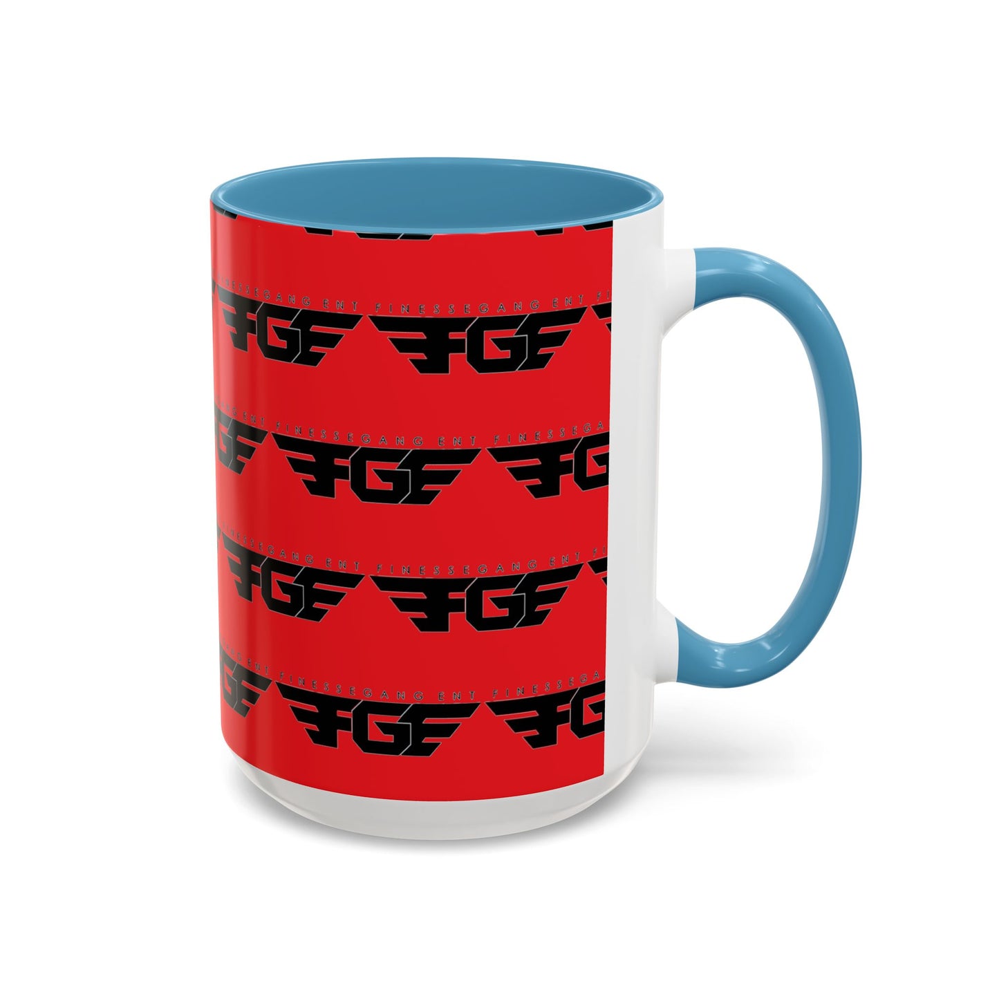 FGE Accent Coffee Mug — Bold Red & Black FGF Logo Pattern (11/15oz)