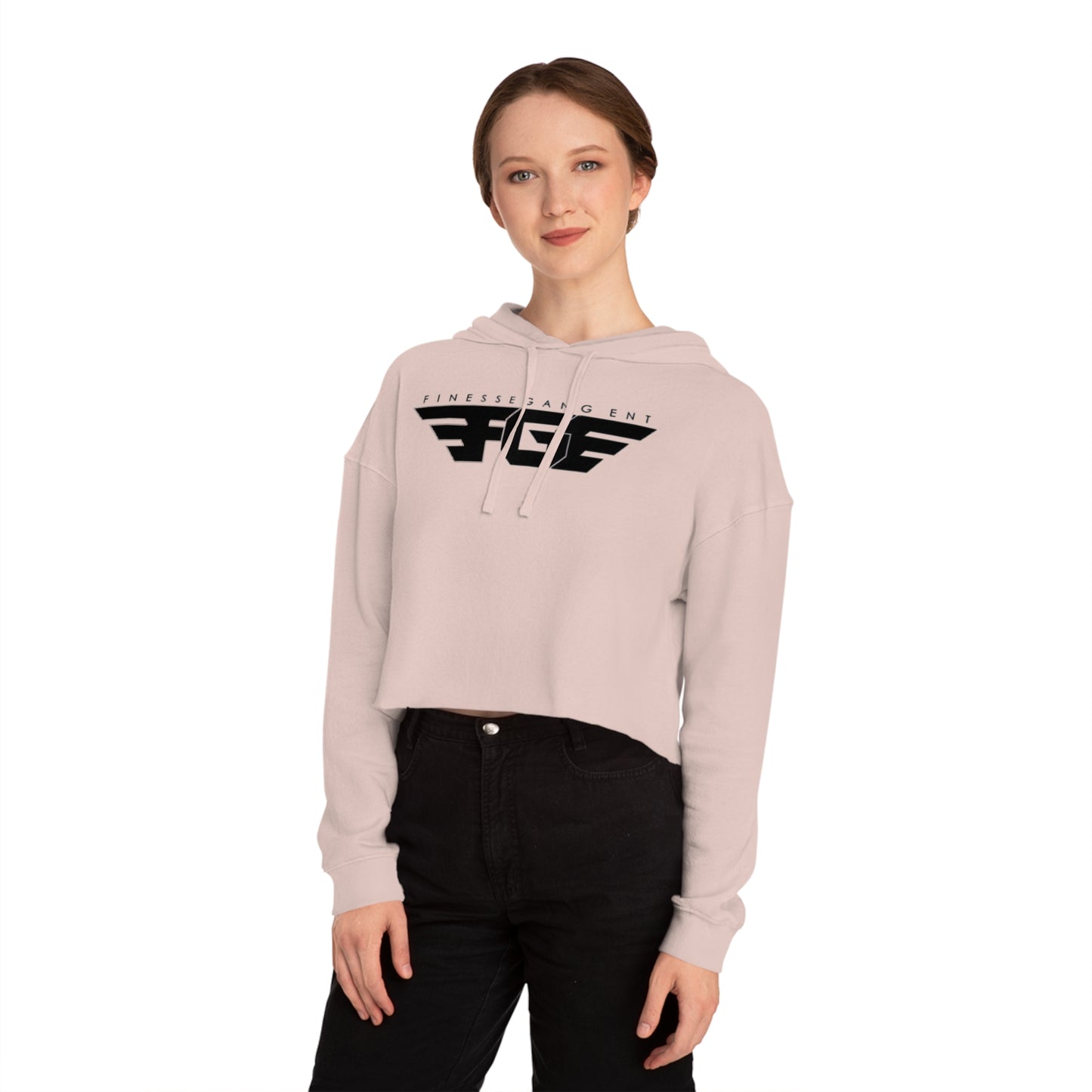 FGE Women’s Cropped Hoodie - Fitness Gang Black Logo Sweatshirt