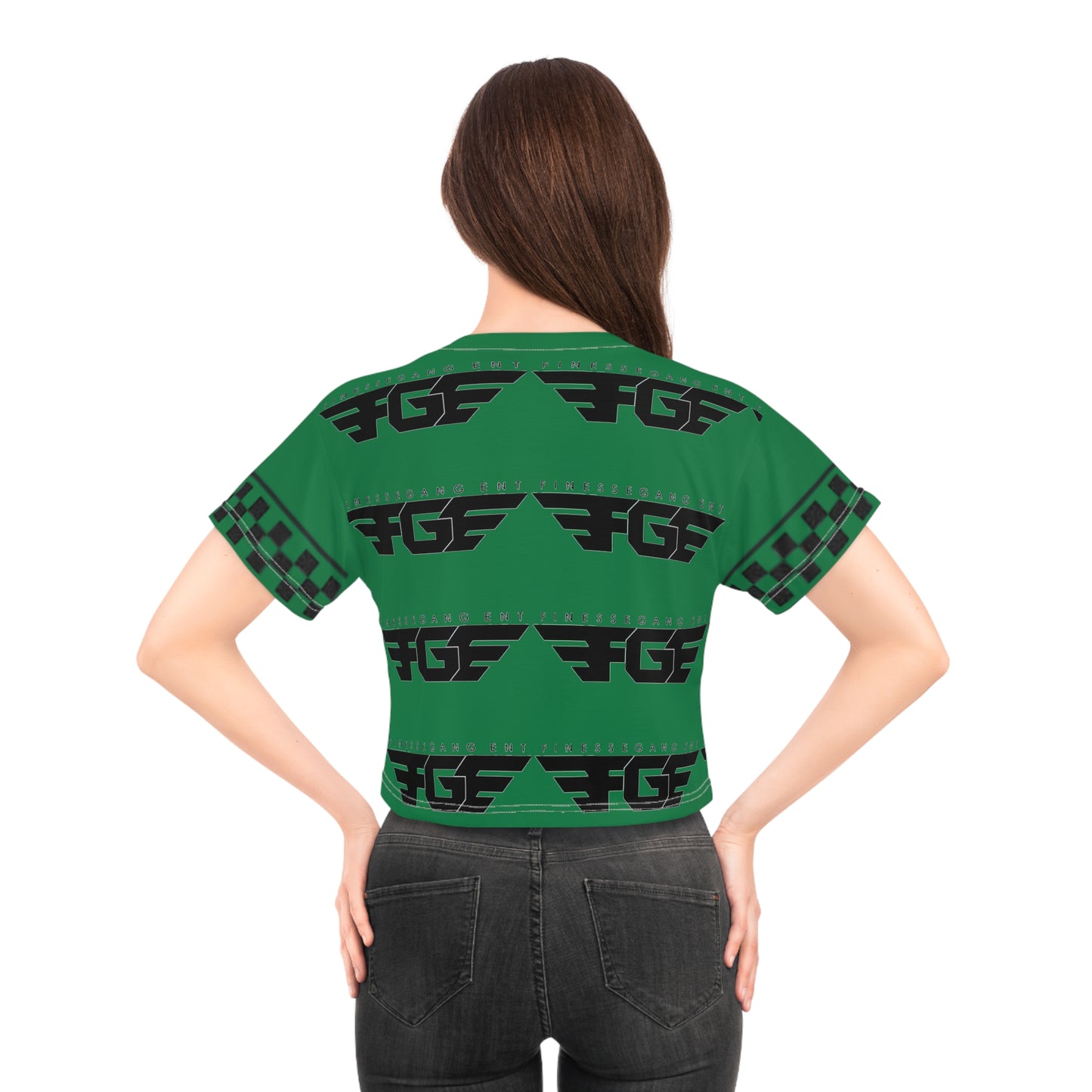 Green FGE Urban Style Graphic Crop Tee