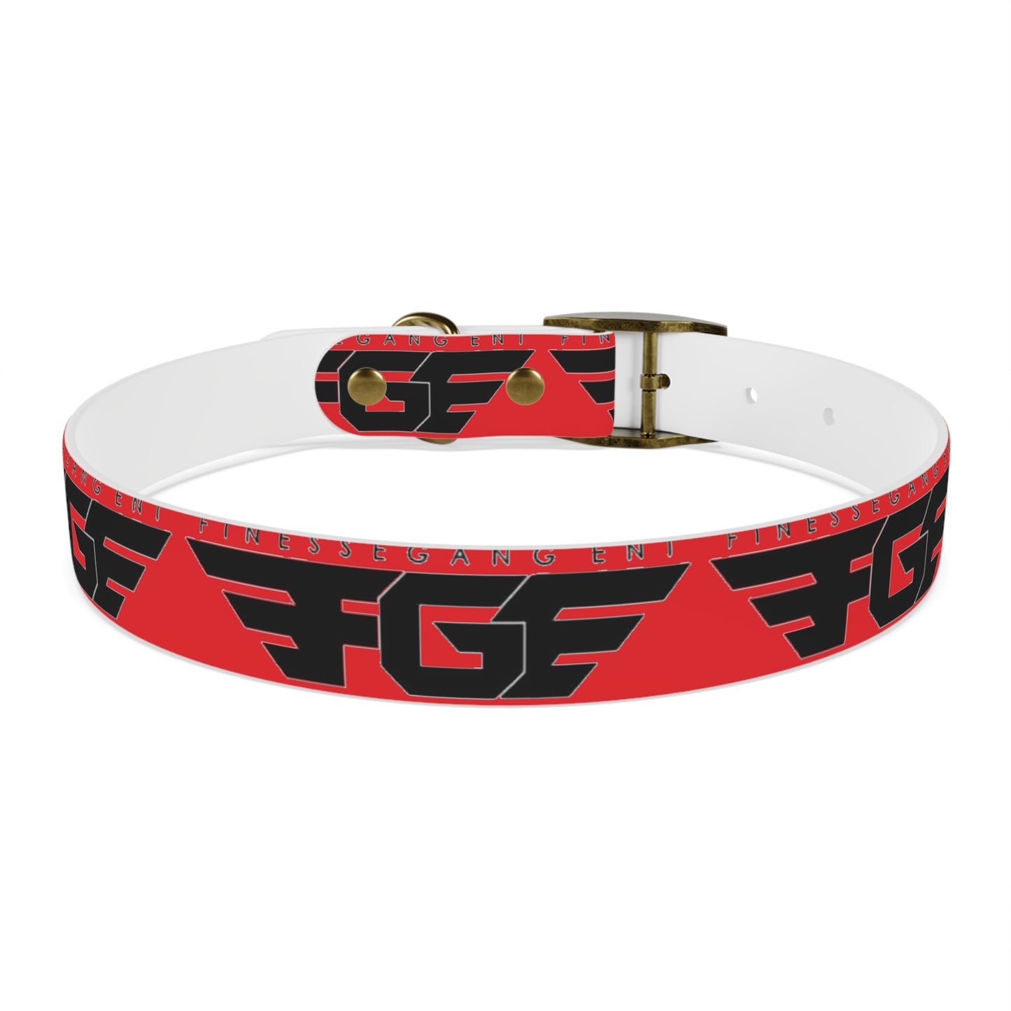 Bold Stylish Dog Collar - Vibrant Red Design with Logos for Trendy Pets