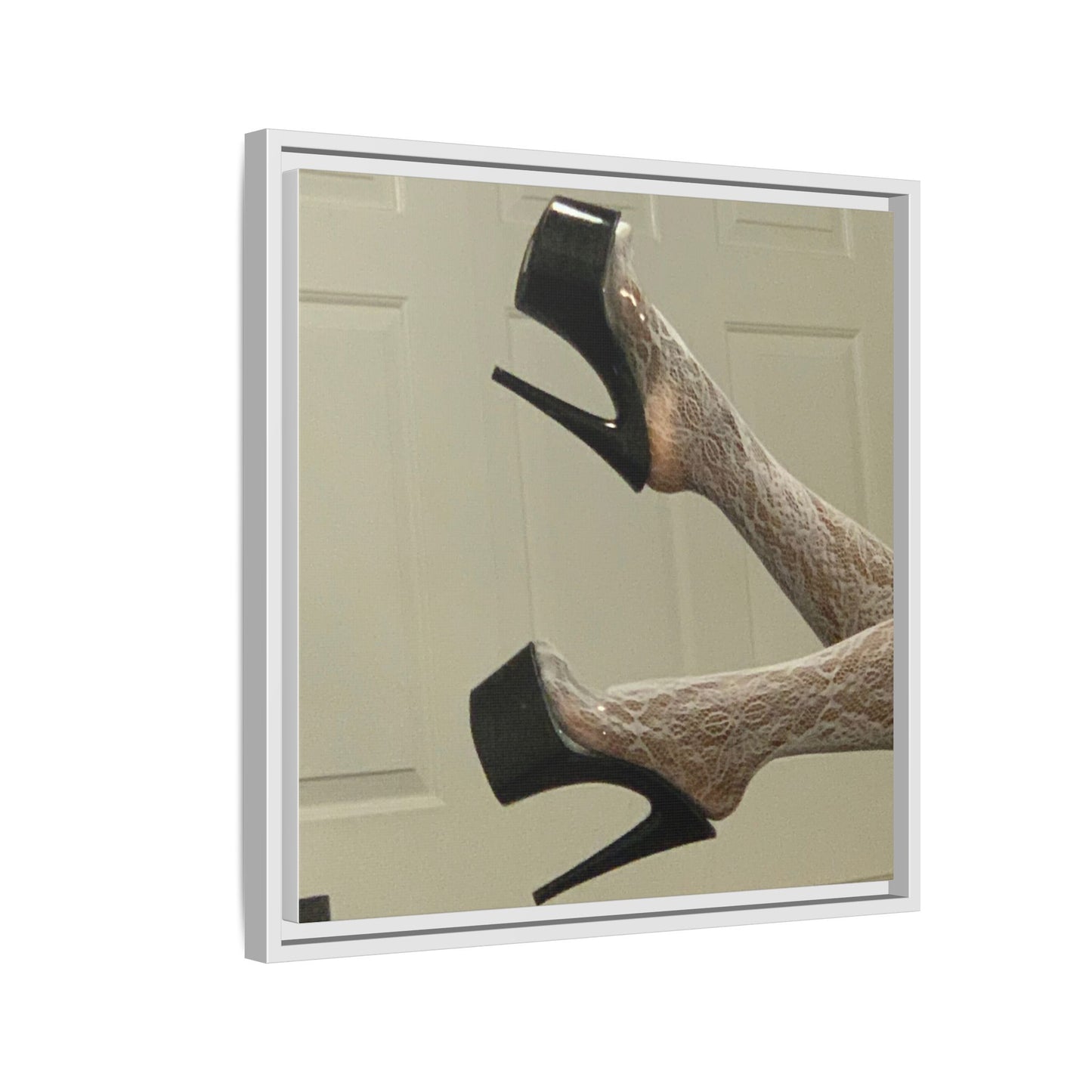 TORRIRAINN Framed Canvas Art - Lace Stockings with Platform Heels