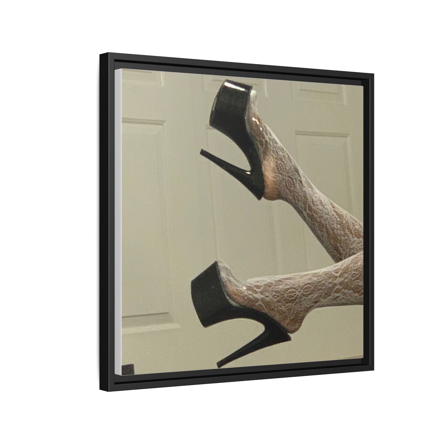 TORRIRAINN Framed Canvas Art - Lace Stockings with Platform Heels