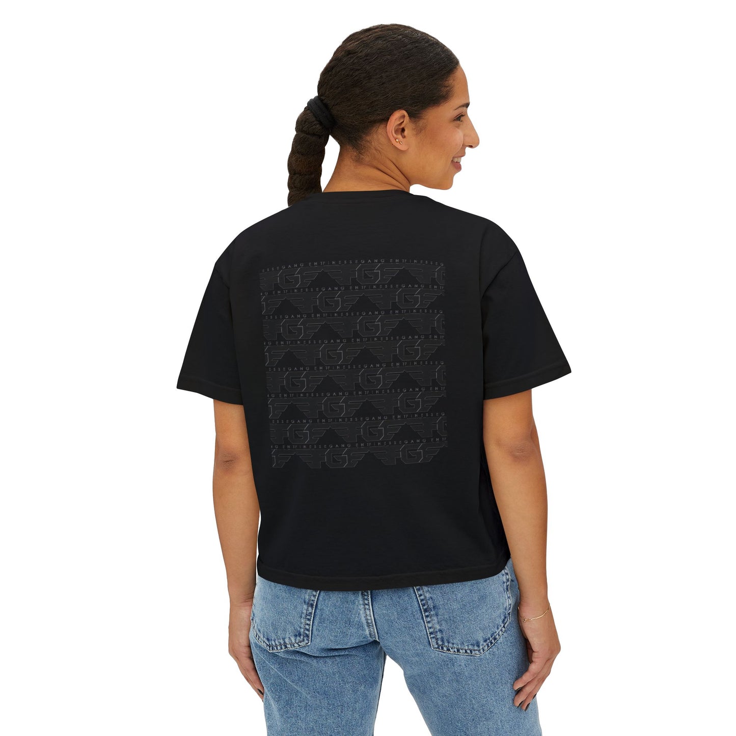 Chic FGE Women's Boxy Tee - Trendy Graphic Design for Everyday Style