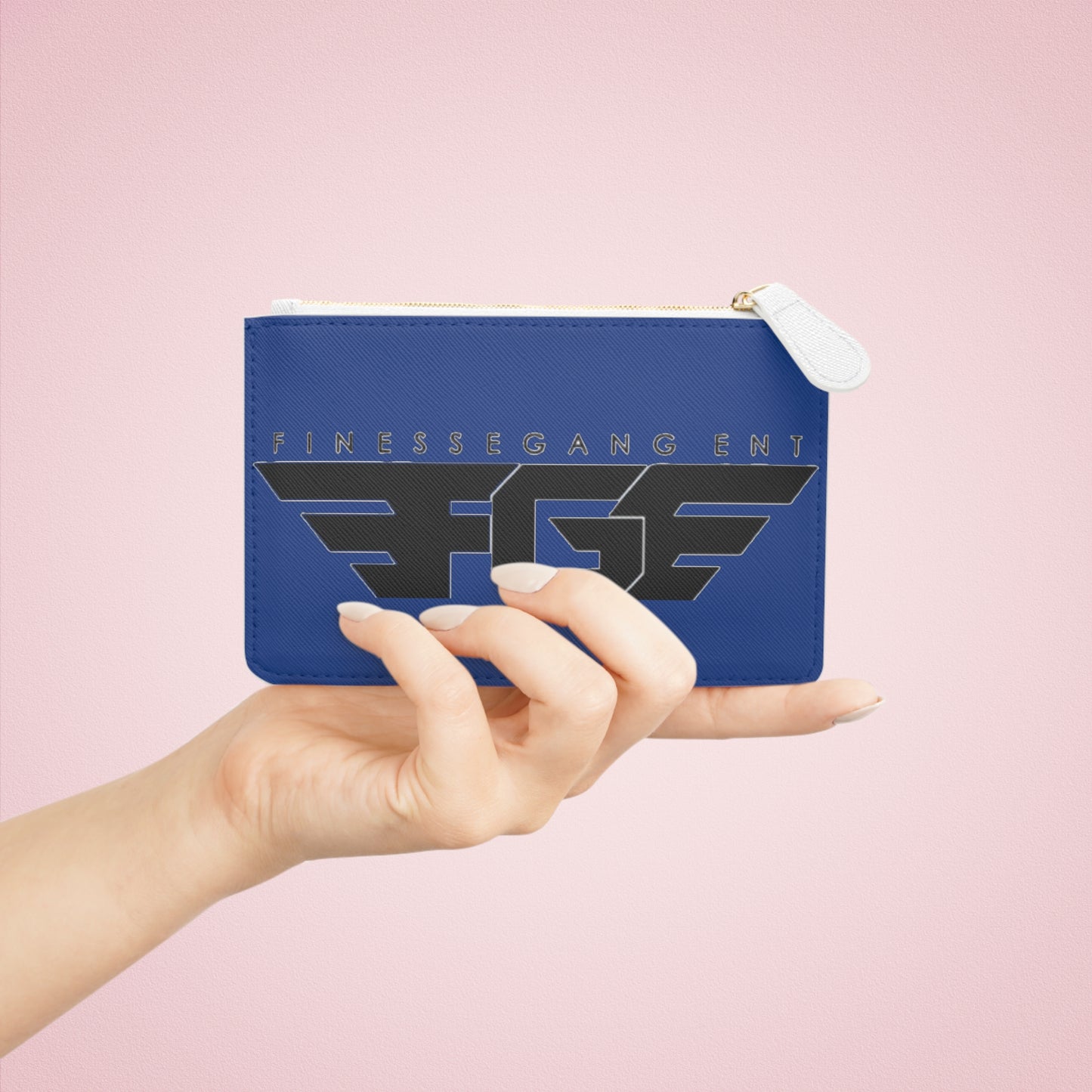 BLUE Mini Clutch FGE Bag — Finesse Gang FGF Logo Zip Wallet