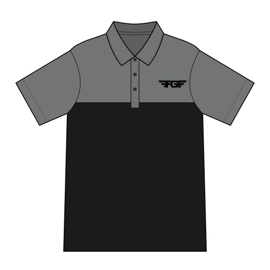 FGE Men's Oceanside Blocked Polo — Embroidered Coastal Logo Shirt