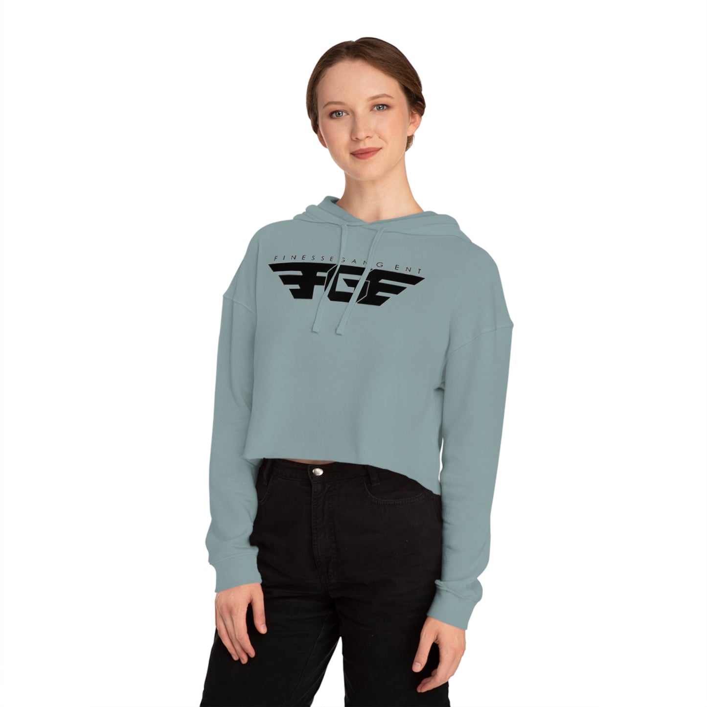 FGE Women’s Cropped Hoodie - Fitness Gang Black Logo Sweatshirt