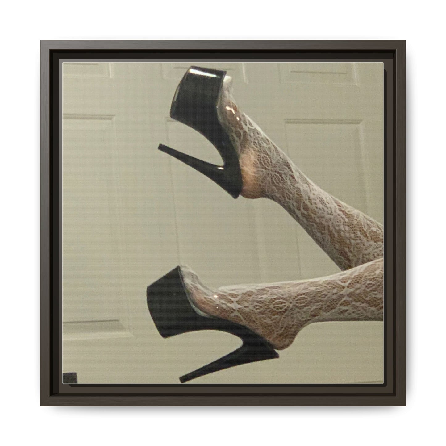 TORRIRAINN Framed Canvas Art - Lace Stockings with Platform Heels