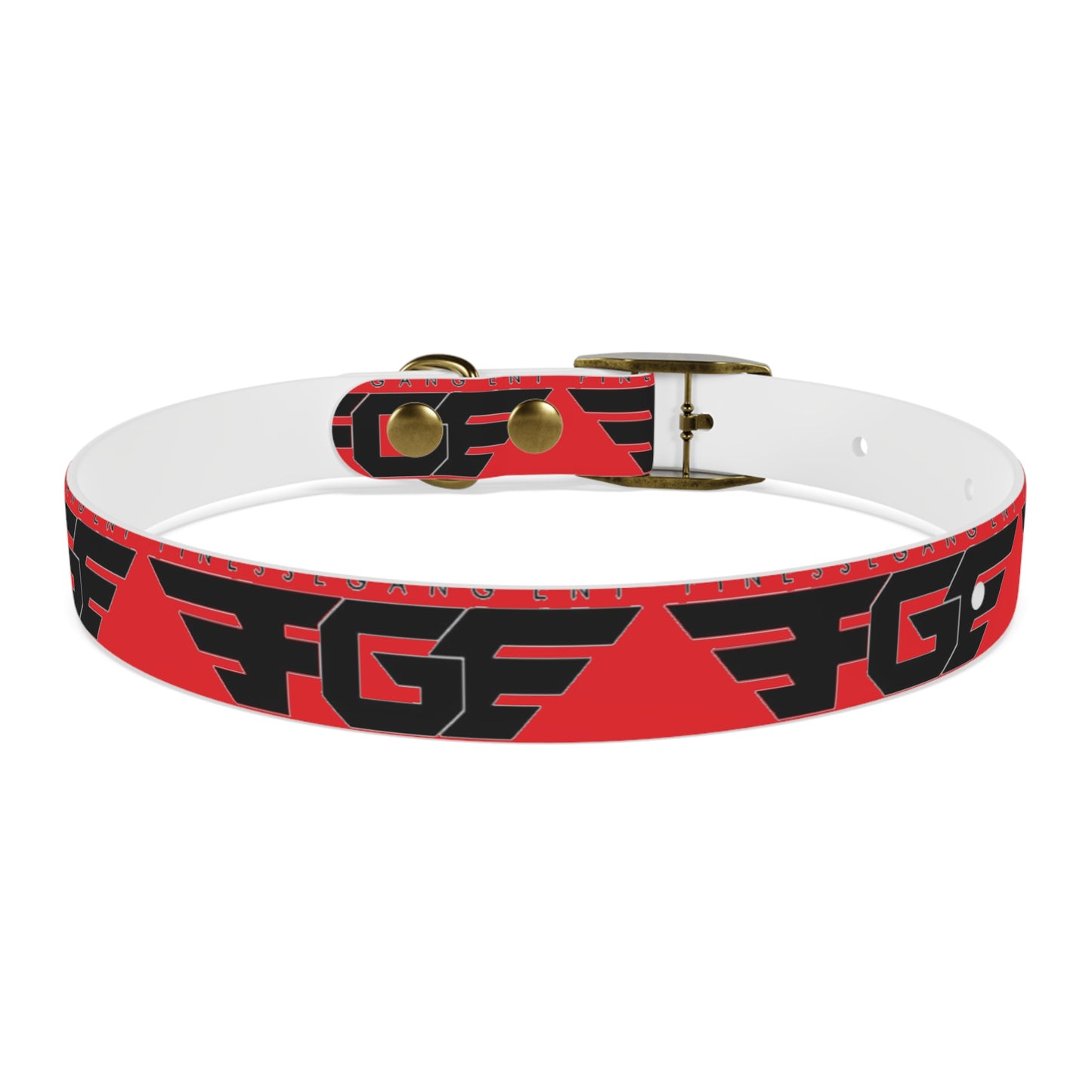 Bold Stylish Dog Collar - Vibrant Red Design with Logos for Trendy Pets