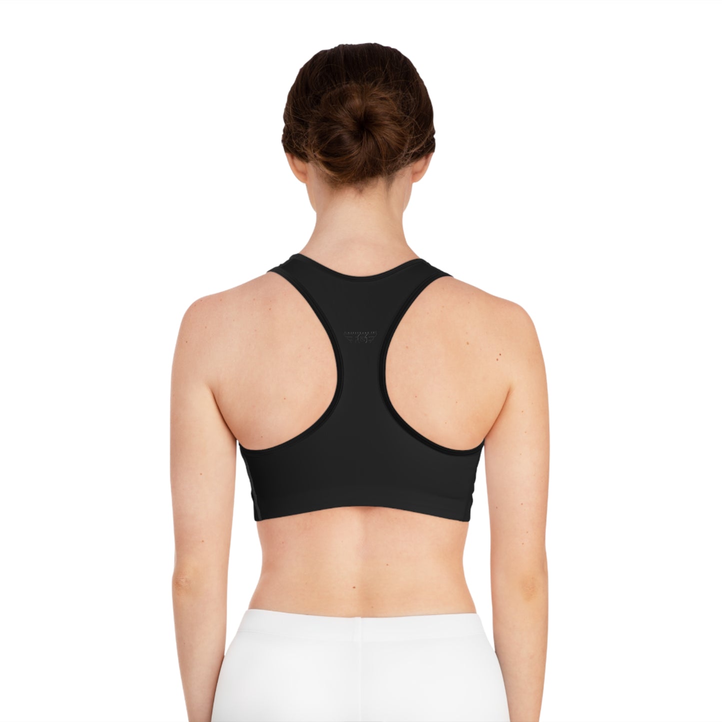 BLACK FinesseGang Logo Sports Bra — Black Athletic Crop Top