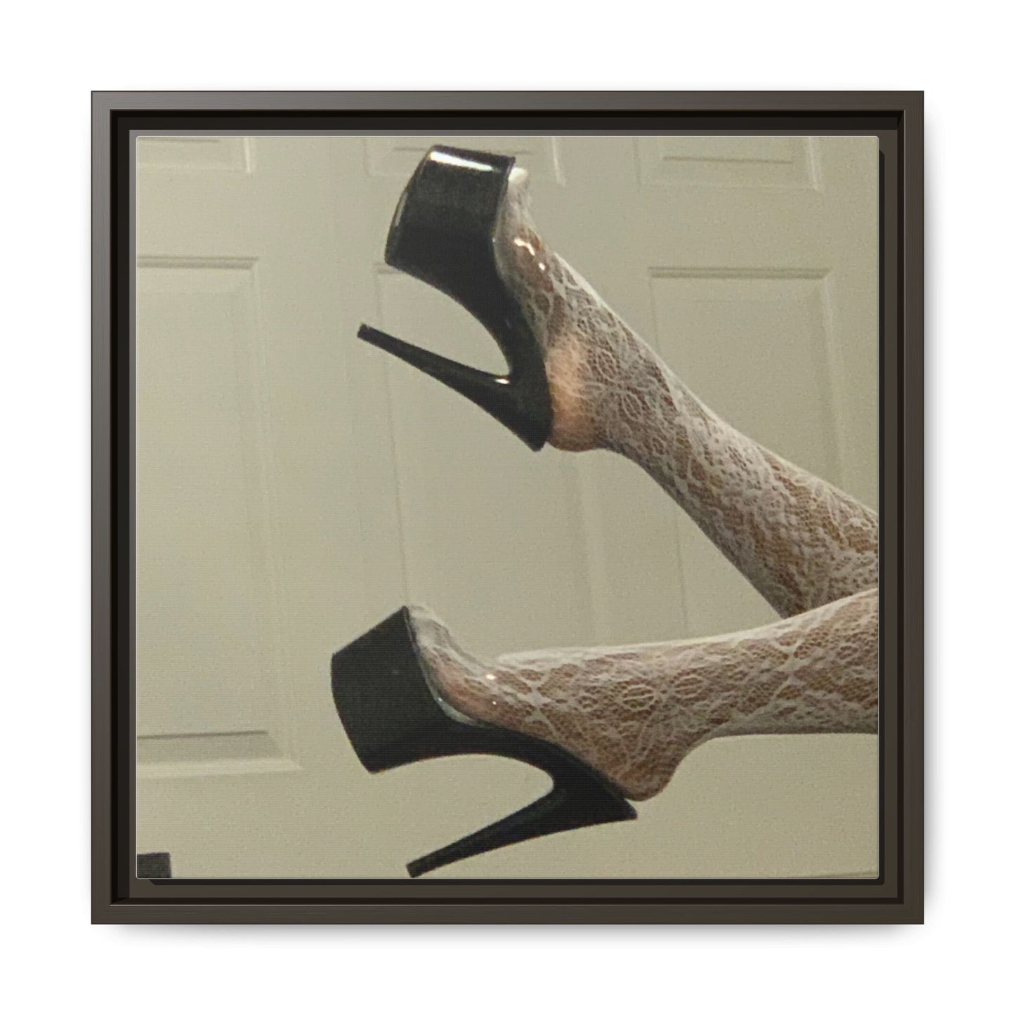 TORRIRAINN Framed Canvas Art - Lace Stockings with Platform Heels
