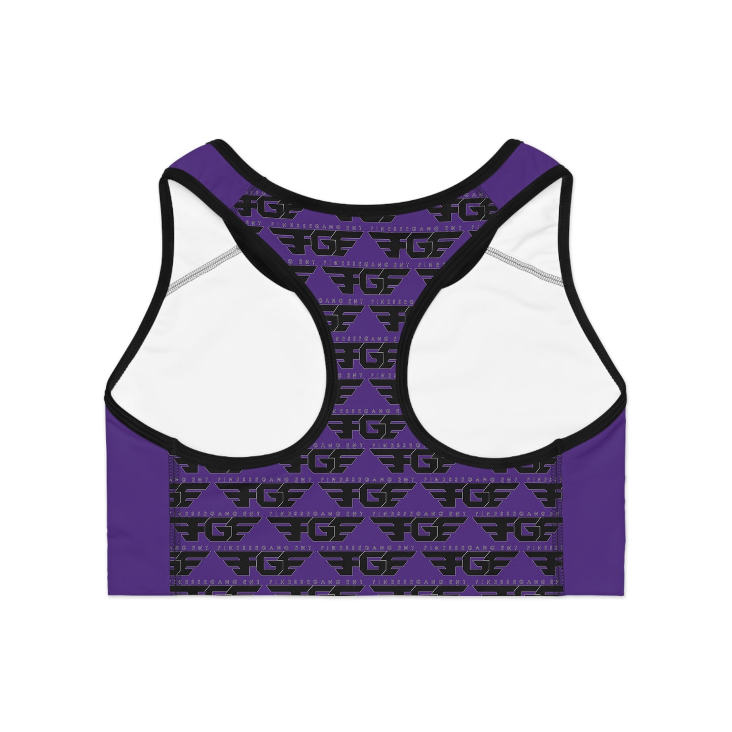 Purple FGE Fitness Sports Bra with Logo Designs, Gym Wear, Workout Gear, Athletic Apparel, Fitness Gift for Her