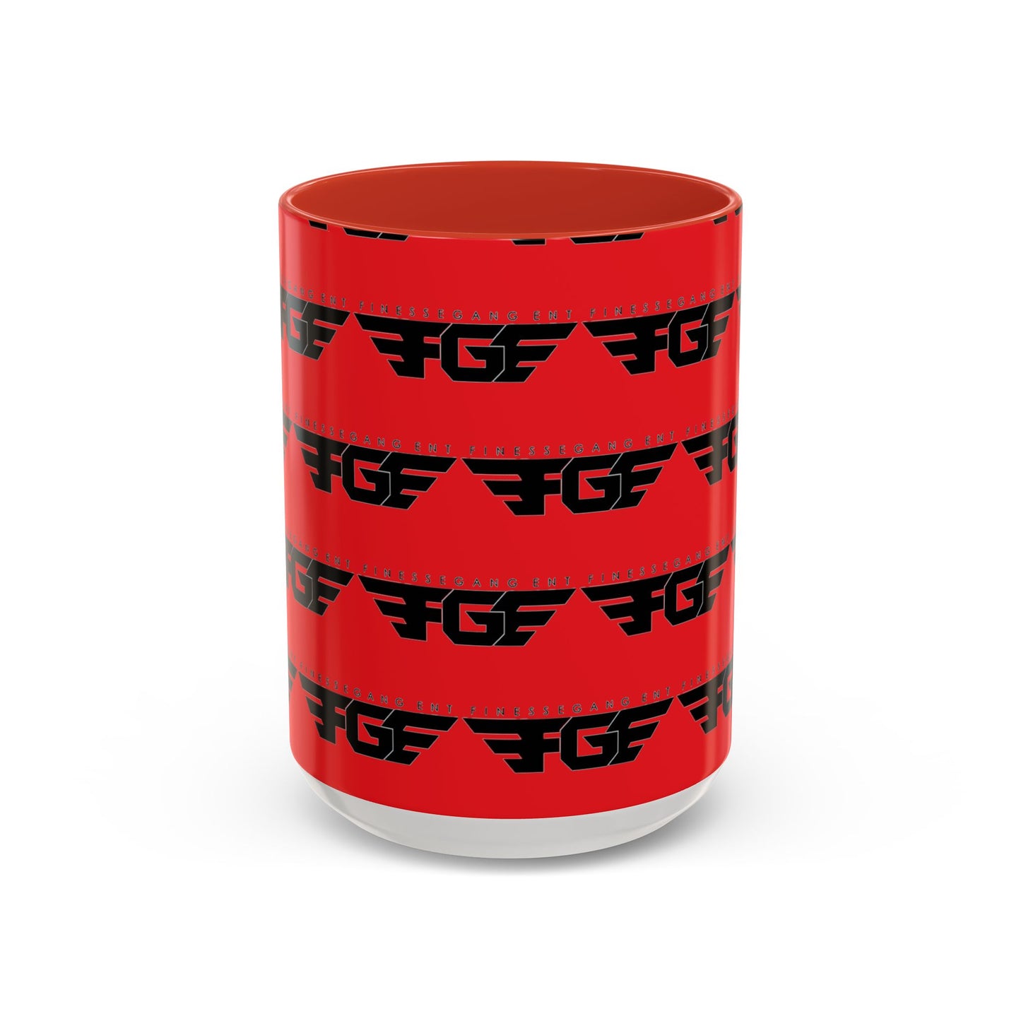 FGE Accent Coffee Mug — Bold Red & Black FGF Logo Pattern (11/15oz)
