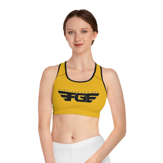 YELLOW FGE Athletic Sports Bra - Stylish Activewear for Fitness Enthusiasts, Gym, Yoga, Running, Team Sports