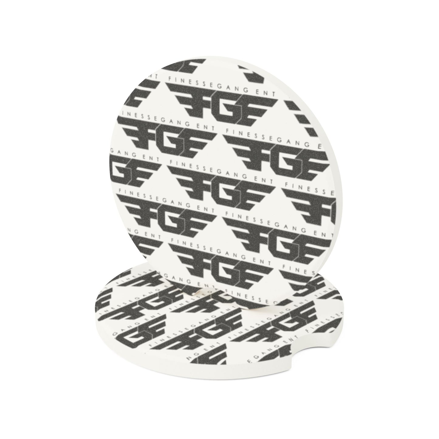 Stylish FGE Soapstone Car Coaster, Finessegang Ent Decorative Coaster, Car Accessories Gift, Unique Auto Decor, Custom Coaster Set