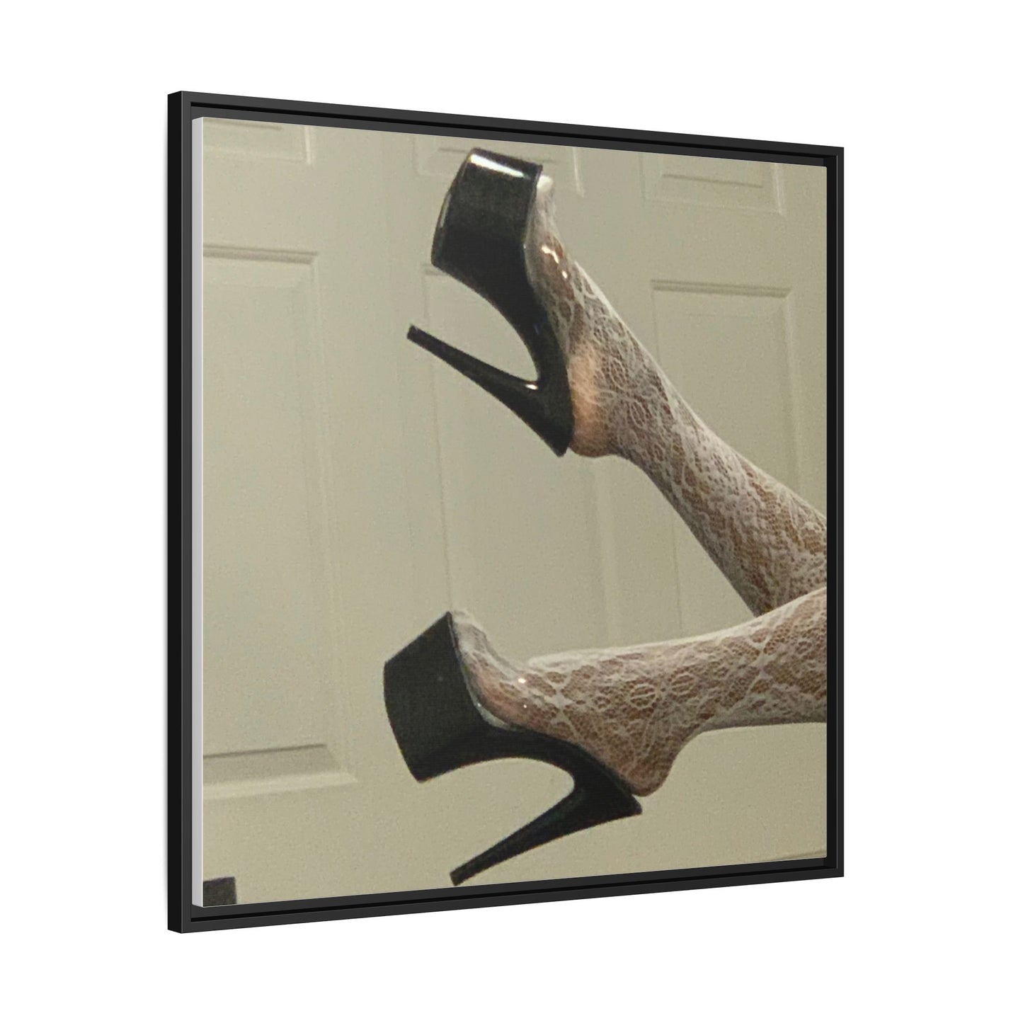 TORRIRAINN Framed Canvas Art - Lace Stockings with Platform Heels