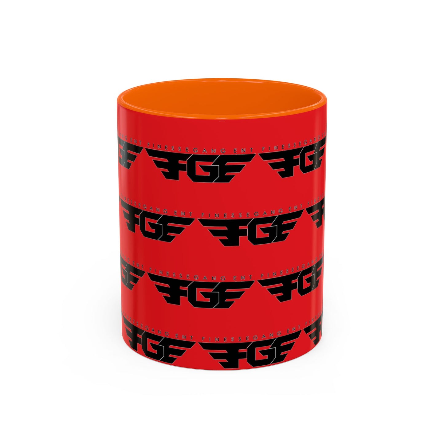 FGE Accent Coffee Mug — Bold Red & Black FGF Logo Pattern (11/15oz)