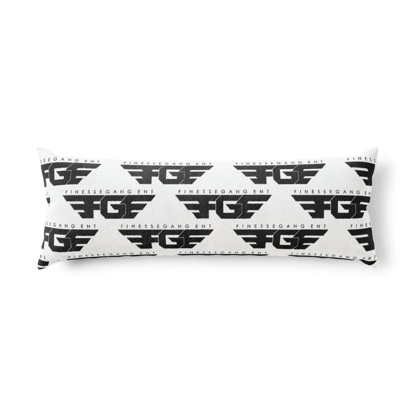 FGE Body Pillow — Monochrome FGF Logo Pattern Long Lumbar Pillow for Lounge & Gaming
