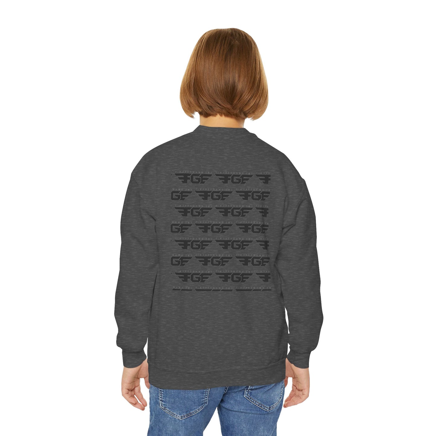 FGE Youth Crewneck Sweatshirt - Retro Flight Wing Logo Graphic