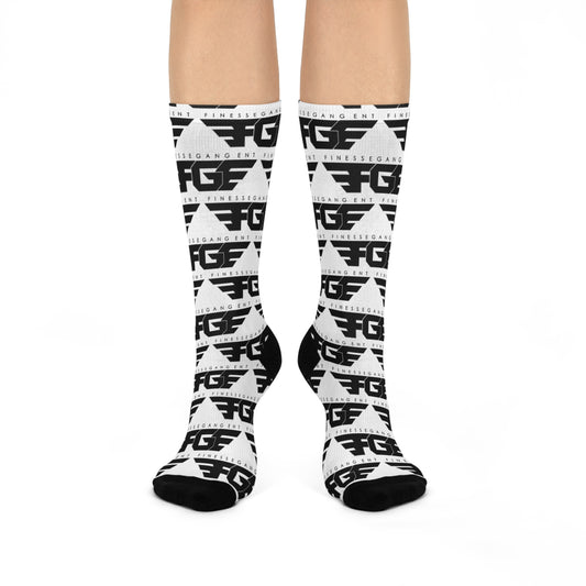 Stylish FGE Cushioned Crew Socks, Cozy Socks for Comfort, Fashion Socks, Perfect Gift, Everyday Wear, Unique Design