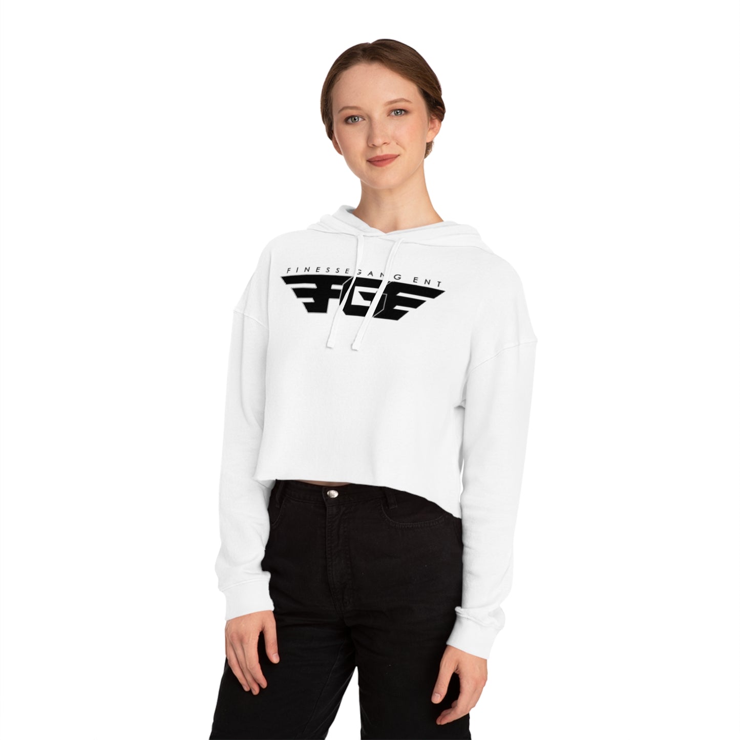 FGE Women’s Cropped Hoodie - Fitness Gang Black Logo Sweatshirt