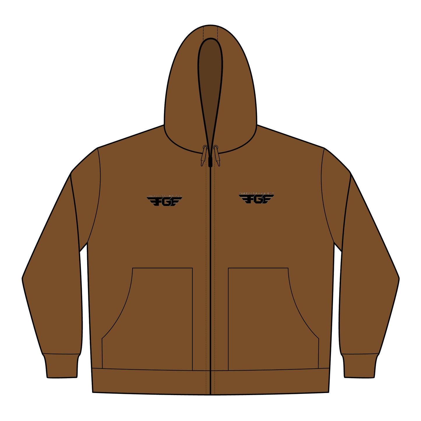 FGE Hooded Work Jacket — Embroidered Chest Logo, Durable Duck Cloth