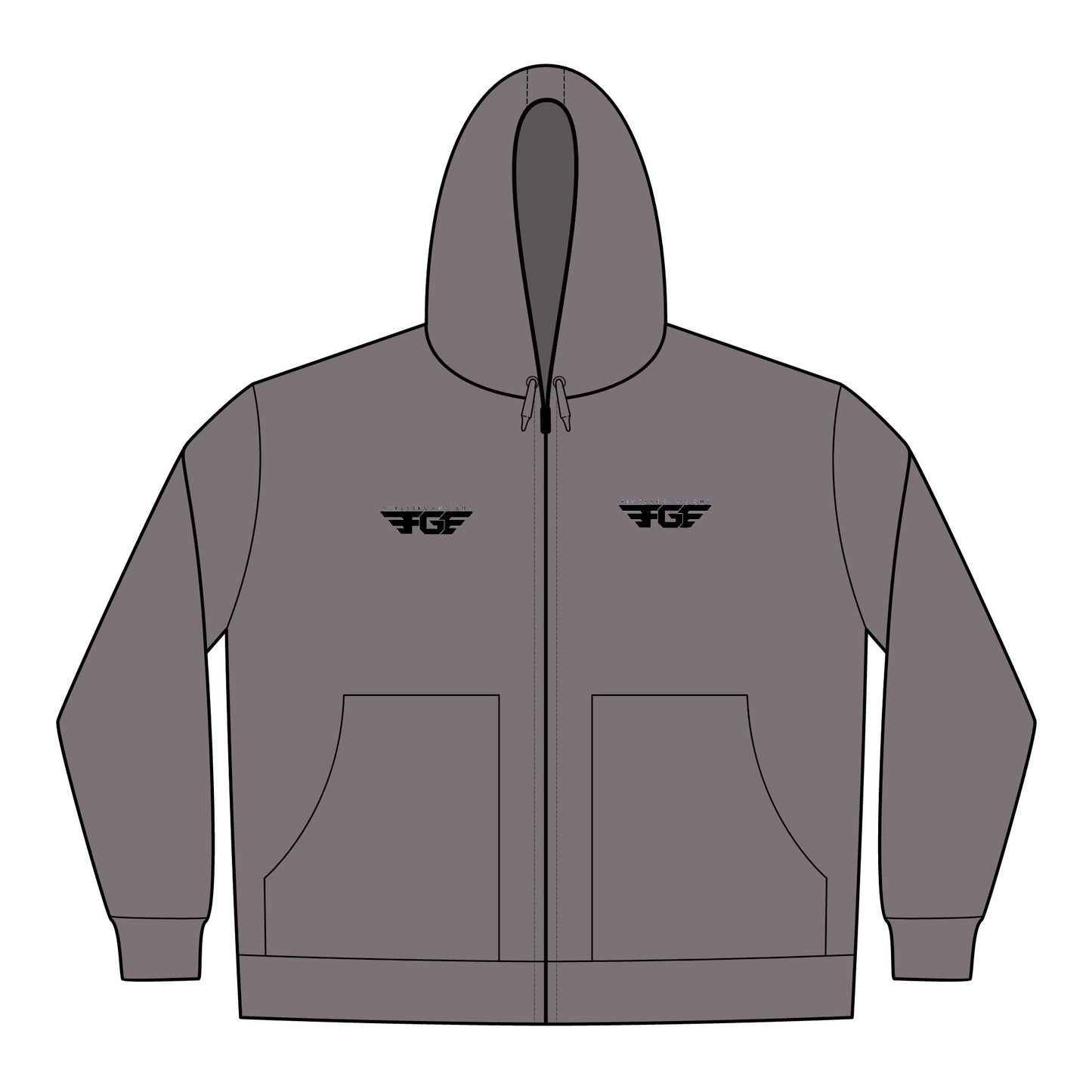 FGE Hooded Work Jacket — Embroidered Chest Logo, Durable Duck Cloth