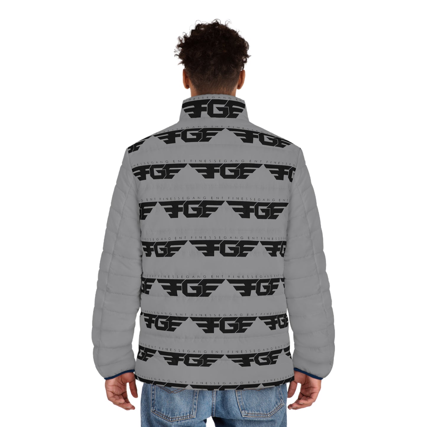FGE BLACK Puffer Jacket — FGF Logo Streetwear Quilted Coat