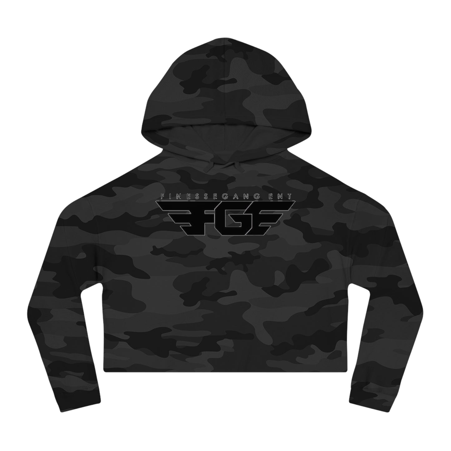 FGE Women’s Cropped Hoodie - Fitness Gang Black Logo Sweatshirt