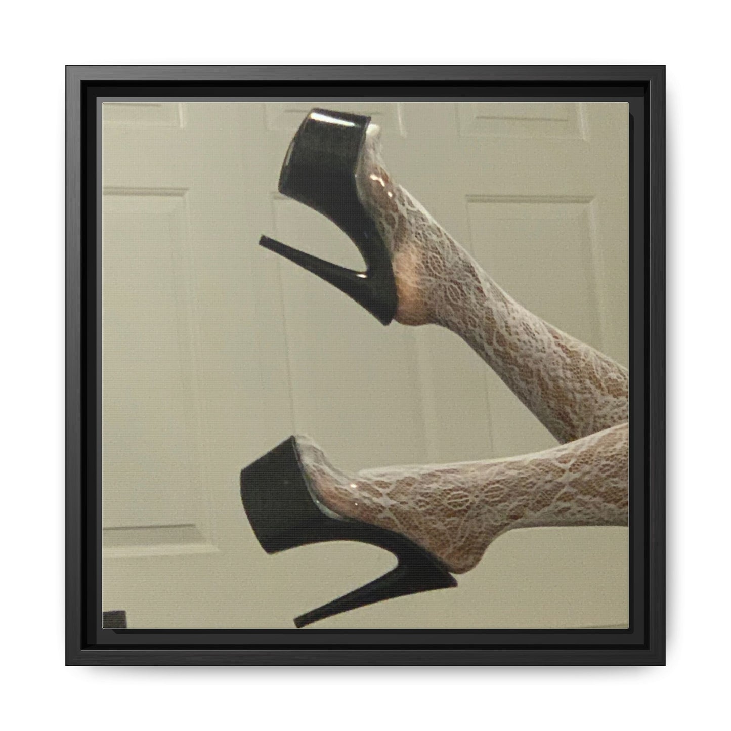 TORRIRAINN Framed Canvas Art - Lace Stockings with Platform Heels
