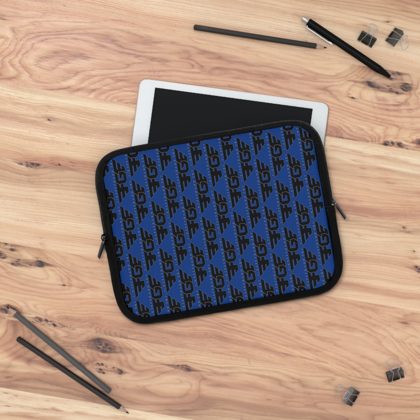 Stylish FGE Laptop Sleeve for Trendy Professionals, Tech Accessories, Gift for Students, Personalized Case, Black and Blue