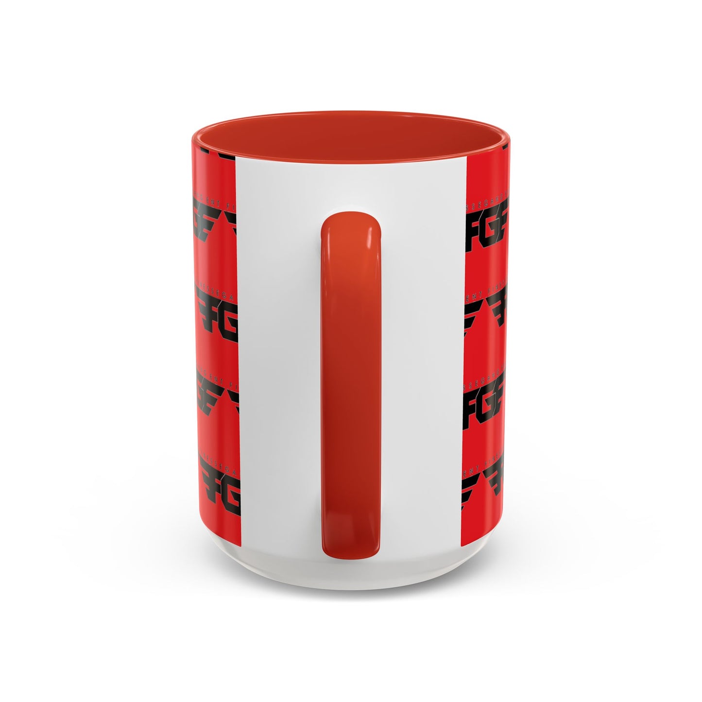 FGE Accent Coffee Mug — Bold Red & Black FGF Logo Pattern (11/15oz)