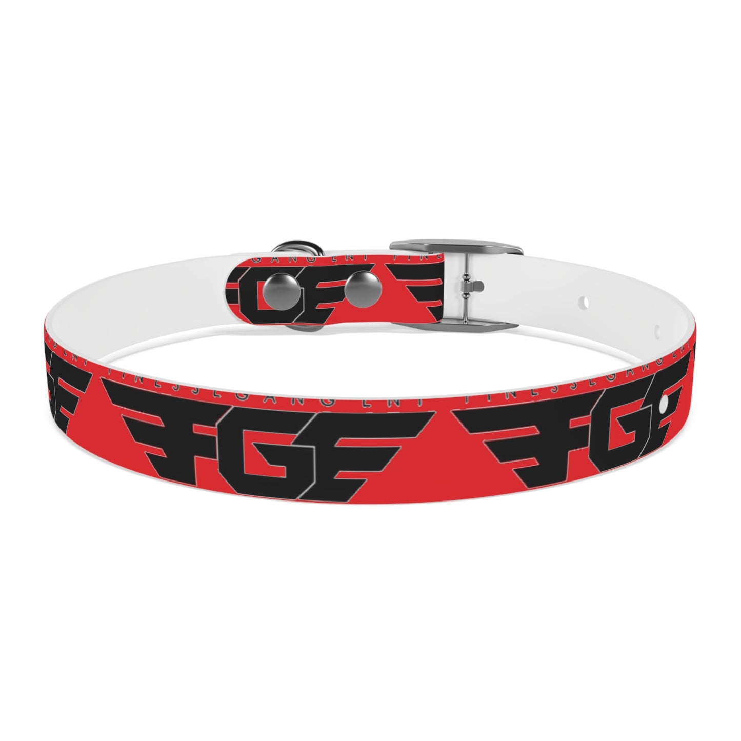 Bold Stylish Dog Collar - Vibrant Red Design with Logos for Trendy Pets