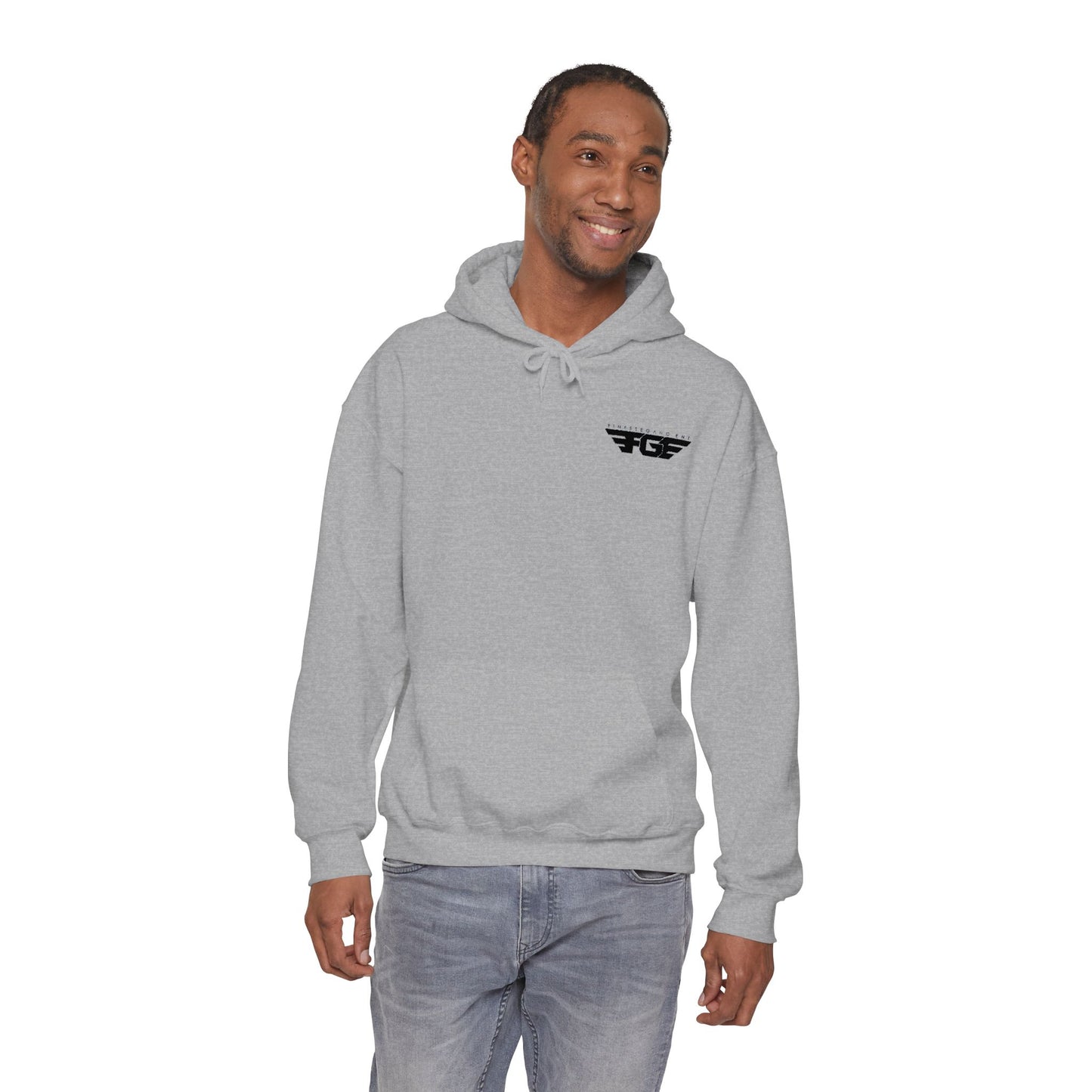 FGE Minimal Hoodie — Small Chest Emblem Sweatshirt