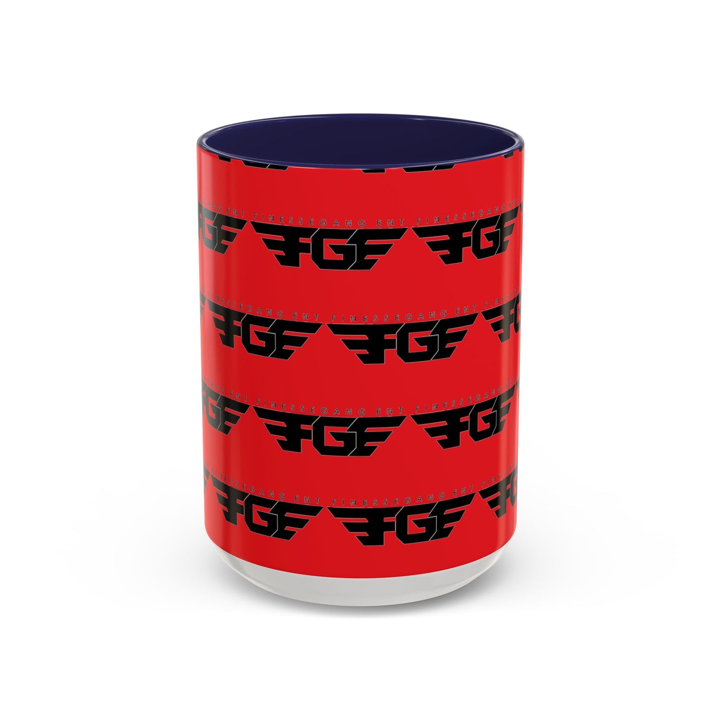 FGE Accent Coffee Mug — Bold Red & Black FGF Logo Pattern (11/15oz)