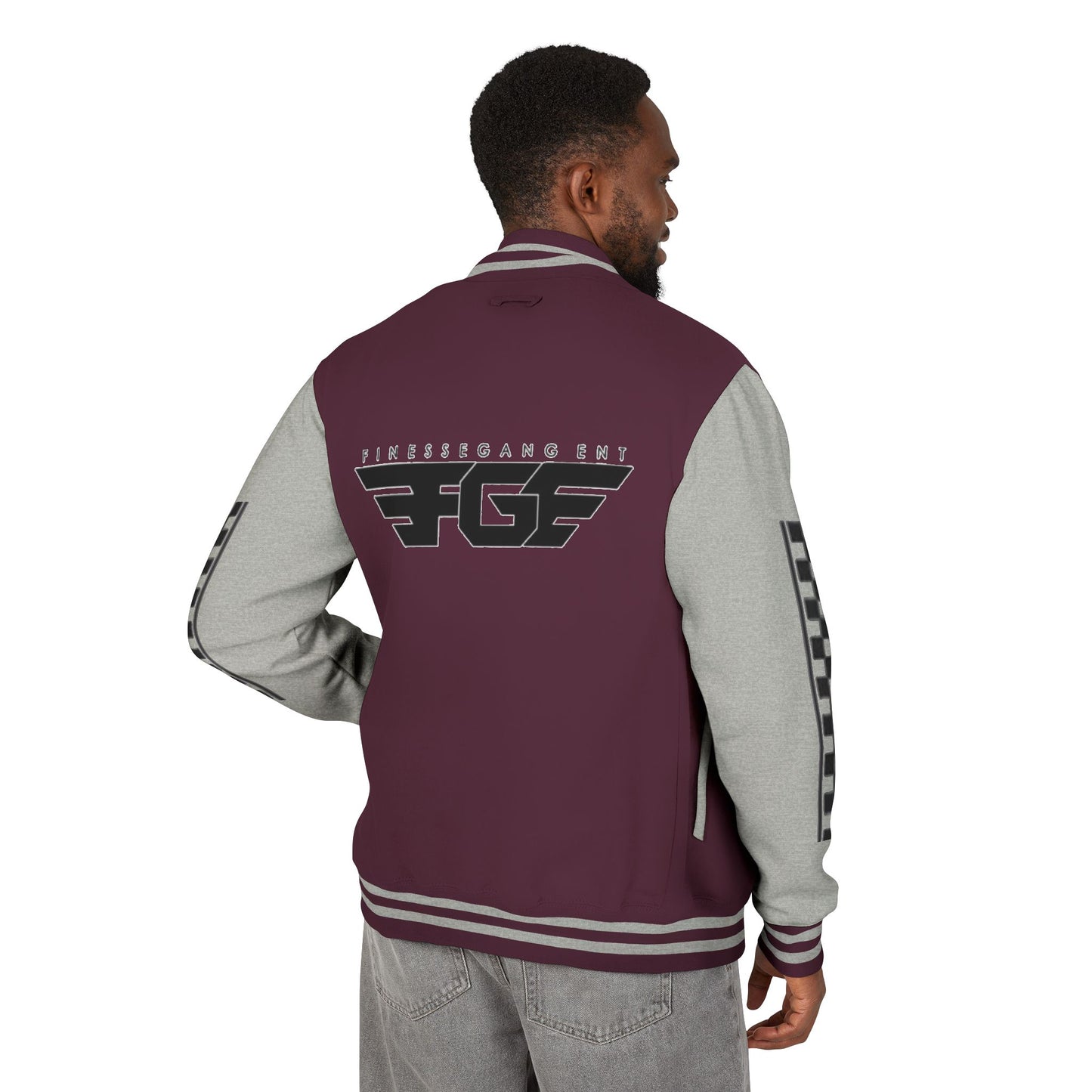 Stylish FGE Unisex Heavyweight Letterman Jacket with Bold Pattern - Perfect for Sports Fans, Casual Wear, College Events, Gifts & Celebrations