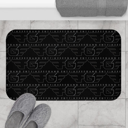 FGE Black Logo Pattern Bath Mat — Sleek Gym & Fitness Entrance Rug